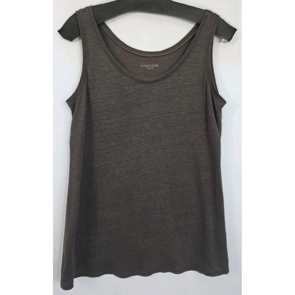 EILEEN FISHER 100% Linen Sleeveless X Small Gray Tank Top Minimalist Staple